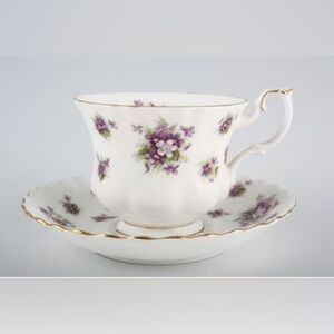 Purple Floral Teacup and Saucer Set